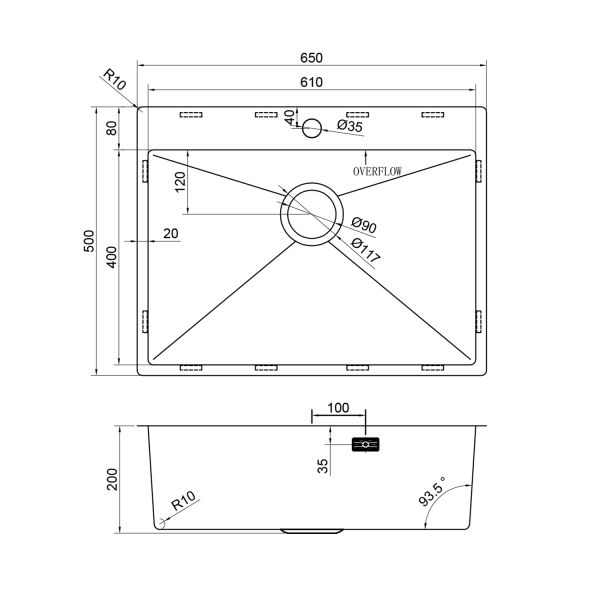 Мойка кухонная Reflexion Iseo 65-SS RX2265SS  полированная сталь