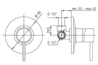 Встраиваемый смеситель для душа Paini Cox 78PZ690 чёрный матовый