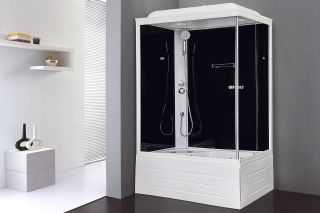 Душевая кабина Royal Bath BP левая стекло чёрное/прозрачное 100x80см RB8100BP5-BT-L