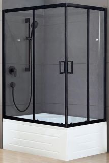 Душевой уголок Royal Bath BP 100x80см левый чёрный RB8100BP-T-BL-L