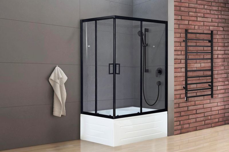 Душевой уголок Royal Bath BP 100x80см правый чёрный RB8100BP-T-BL-R