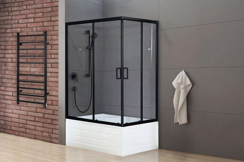 Душевой уголок Royal Bath BP 100x80см левый чёрный RB8100BP-T-BL-L