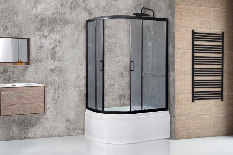 Душевой уголок Royal Bath BK 120x80см правый чёрный RB8120BK-C-BL-R