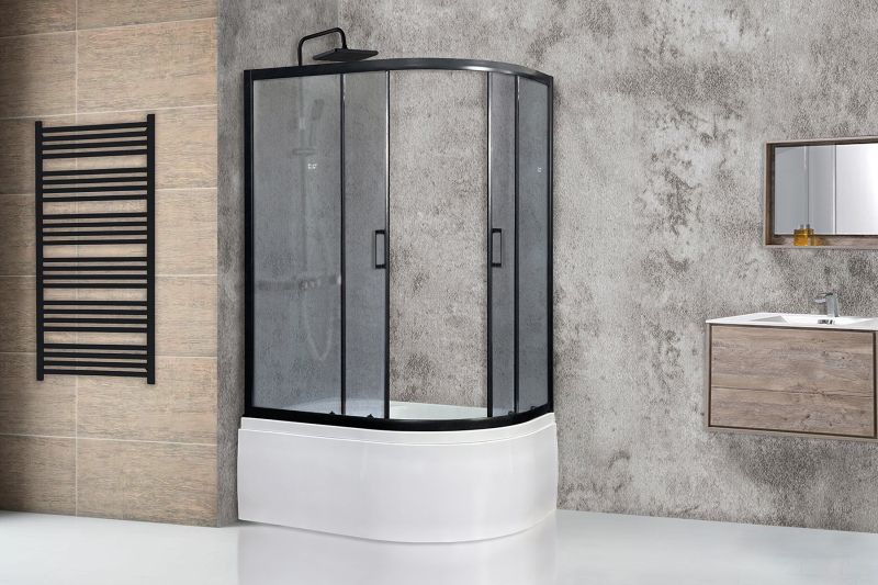 Душевой уголок Royal Bath BK 120x80см левый чёрный RB8120BK-C-BL-L