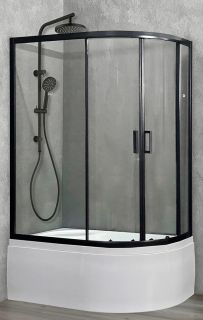 Душевой уголок Royal Bath BK левый 120x80см чёрный RB8120BK-T-BL-L