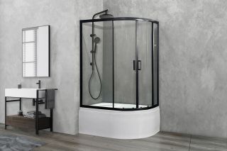 Душевой уголок Royal Bath BK левый 120x80см чёрный RB8120BK-T-BL-L
