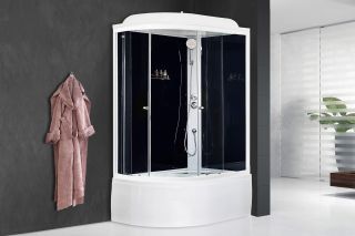 Душевая кабина Royal Bath BK правая стекло чёрное/прозрачное 120x80см RB8120BK5-BT-R