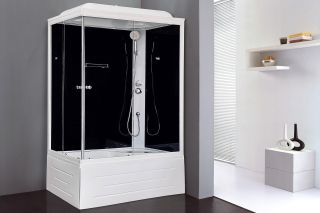 Душевая кабина Royal Bath BP правая стекло чёрное/прозрачное 120x80см RB8120BP5-BT-R