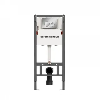 Комплект Ceramicanova подвесной унитаз Mono Rimless+ инсталляция Balance кнопка Circle хром
