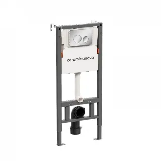 Комплект Ceramicanova подвесной унитаз Play Rimless+ инсталляция Balance кнопка Circle хром