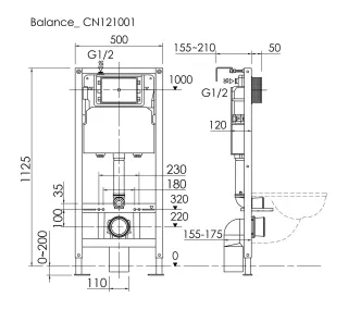 Комплект Ceramicanova подвесной унитаз Forma Rimless инсталляция Balance кнопка Square хром