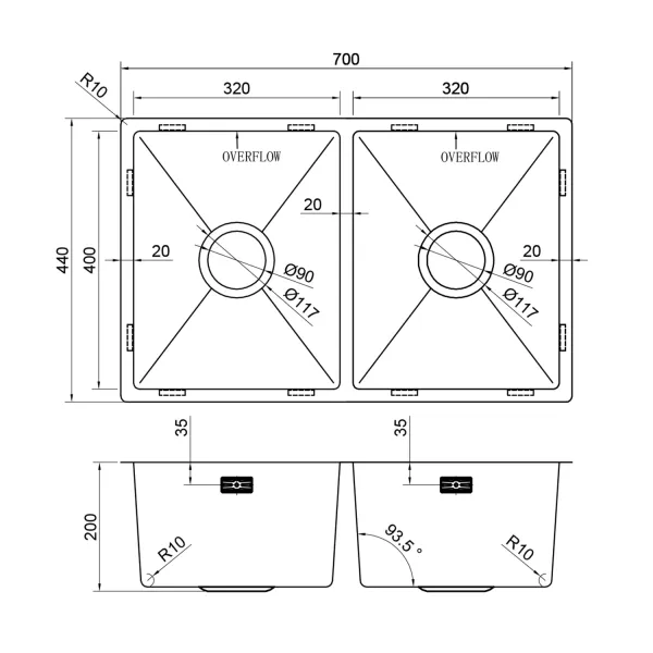 Мойка кухонная Reflexion Garda 70-BL  RX2170BL оружейная сталь