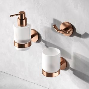 Стеклянный диспенсер для жидкого мыла с настенным держателем AM.PM X-Joy A85A36944 розовое золото
