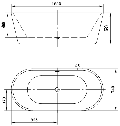 Акриловая ванна Art&Max 165x74см белый AM-200-1650-720