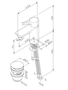 Смеситель для раковины Am Pm X-JOY F85B82100 с донным клапаном