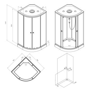 Душевая кабина Am.Pm X-Joy 100х100 W94C-401-100BT профиль черный матовый