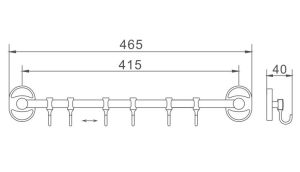Планка с крючками для полотенец Haiba HB1915-6 хром