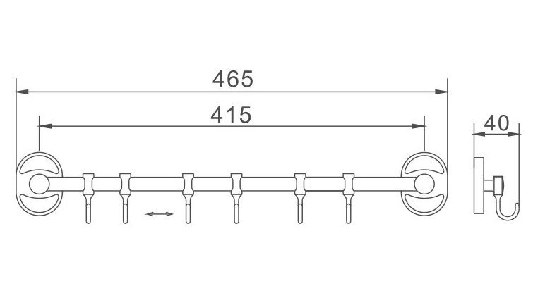 Планка с крючками для полотенец Haiba HB1915-6 хром