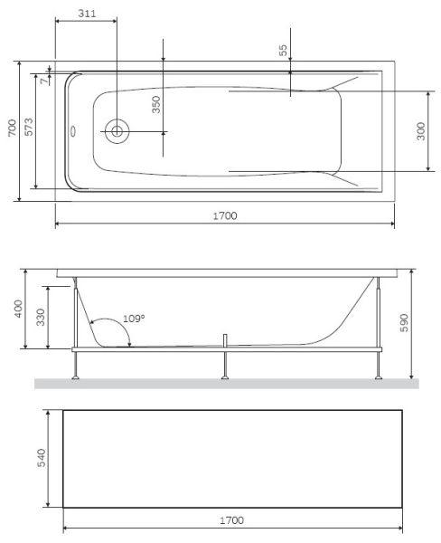 Фронтальная панель для ванны Am.Pm Gem 170x70см чёрный матовый W90A-170-070B-P Фронтальная панель для ванны Am.Pm Gem 170x70см чёрный матовый W90A-170-070B-P