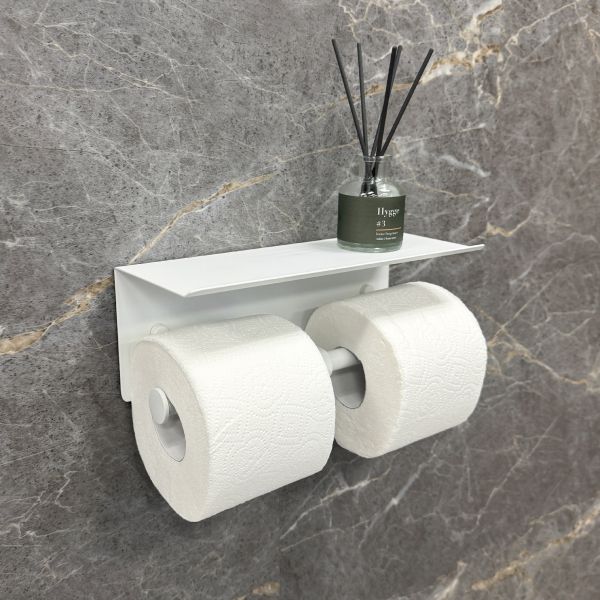 Бумагодержатель двойной с полкой для телефона Fixsen Hotel белый (FX-31011W-2)