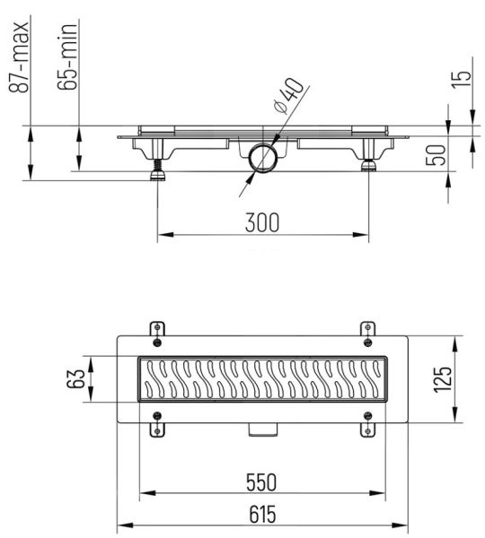 Душевой лоток Paini Harmony CH550HC 55см чёрный матовый