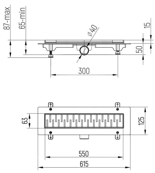 Душевой лоток Paini Medium CH550MC 55см чёрный матовый