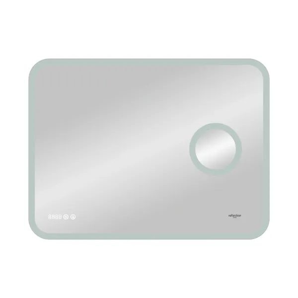 Зеркало Reflexion Point RF4513PT с LED подсветкой сенсором увеличительным зеркалом и часами 80х70
