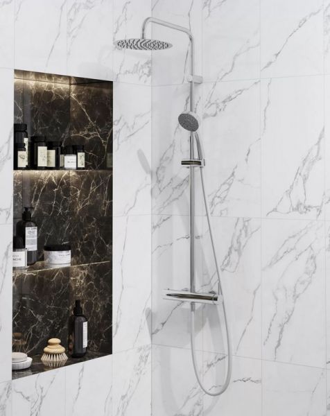 Душевая стойка Kerama Marazzi Nota 8236KM.21.018 на 2 потока с механическим смесителем и с ручным душем на 5 режимов хром
