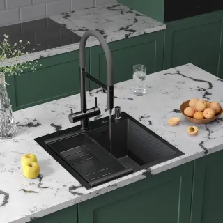 Кухонная мойка Roxenbath Snake 50 560220-50-BS графит текстурное покрытие