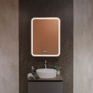 Зеркальный шкаф с подсветкой подогревом и часами AQUAme Фиджи AQM9204 левый 60 см антрацит