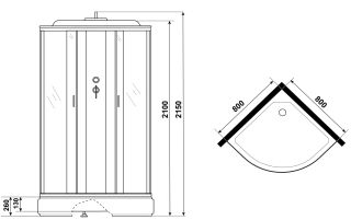 Душевая кабина Niagara NG-3503-14G с гидромассажем 80x80см серебро/тонированное