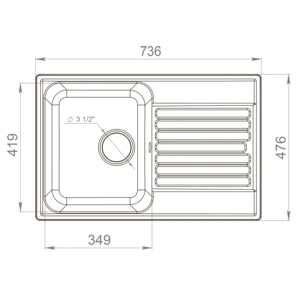 Мойка кухонная Reflexion Bolero 74-GR RF0574GR серый