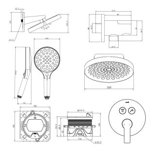 Душевой комплект AQUAme AQM8402MB чёрный матовый