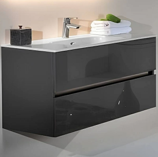 Тумба Armadi Art без раковины Vallessi 140*46cm  АНТРАЦИТ глянец 4 полки антрацит