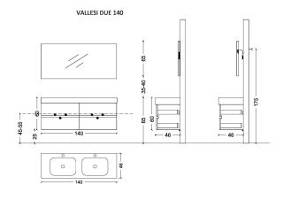 Тумба Armadi Art без раковины Vallessi 140*46cm  КАШЕМИР мат 4 полки кашемир