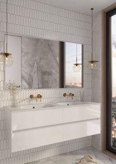 Тумба Armadi Art без раковины Vallessi 140*46cm  4 полки  Белый глянец