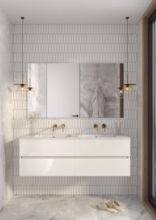 Тумба Armadi Art без раковины Vallessi 140*46cm  4 полки  Белый глянец