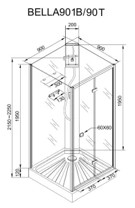 Душевая кабина Ceruttispa BELLA90T 90x90 см хром