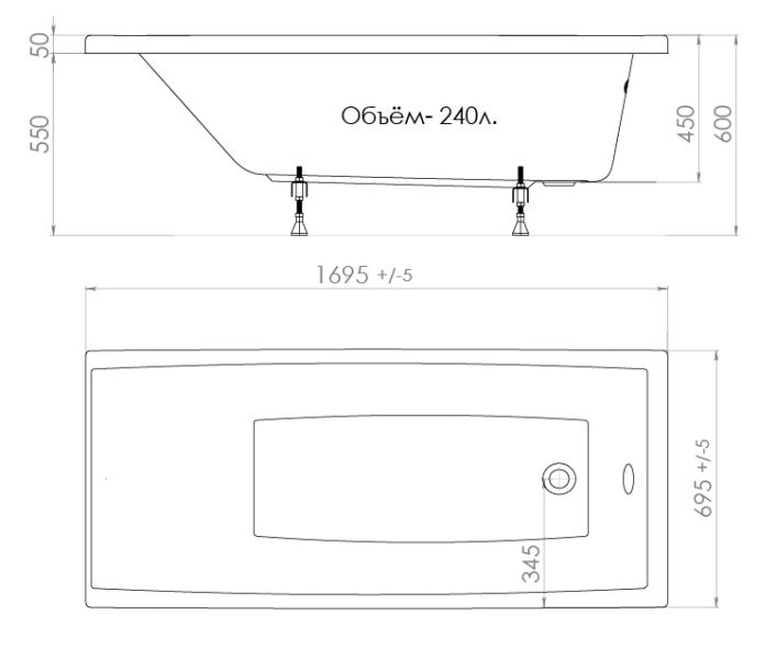 Акриловая ванна Triton Джена 170x70 см Акриловая ванна Triton Джена 170x70 см