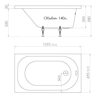 Акриловая ванна Triton Стандарт 130x70 см Акриловая ванна Triton Стандарт 130x70 см