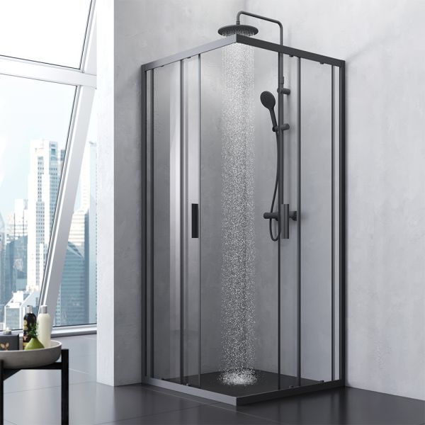 Душевой уголок Am.Pm Gem S 90x90см чёрный матовый W93G-403-090BT