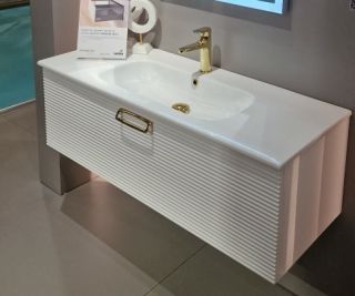 Тумба Armadi Art Linea 120 белая + Золото_Комплект