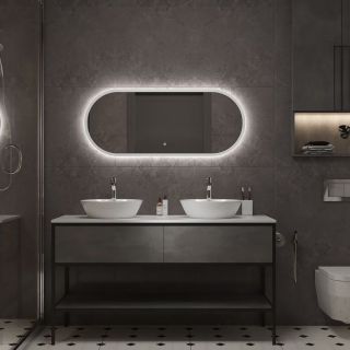Зеркало с холодной подсветкой Art&Max Bari 50x120см белый матовый AM-Bar-500-1200-DS-F-White Зеркало с холодной подсветкой Art&Max Bari 50x120см белый матовый AM-Bar-500-1200-DS-F-White