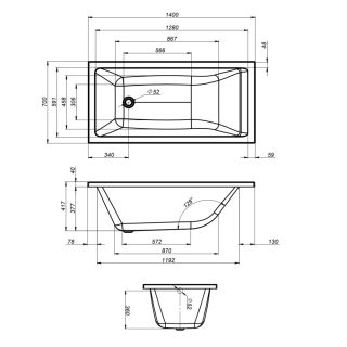 Ванна акриловая Am.Pm X-Joy W93A-140-070W-A 140х70 см