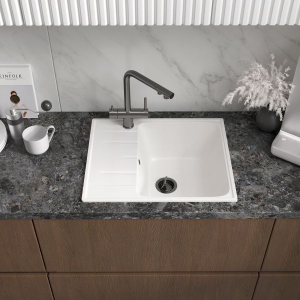 Мойка кухонная Reflexion Plato 57-WH RX1457WH белый