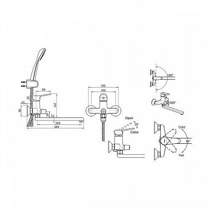 Смеситель Bravat Eco F6111147C-LB для ванны с душем