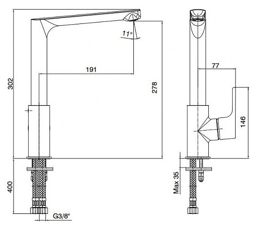 Смеситель для кухни E.C.A. Luna 102118043EX хром