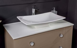 Столешница Armadi Art Solid Glass белая прямая 81*46см белый глянцевый