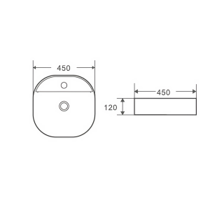 Раковина накладная AQUAme AQM5013 45 см белый
