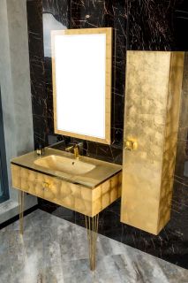 Столешница Armadi Art стекло 80см моноблок ЗОЛОТО поталь